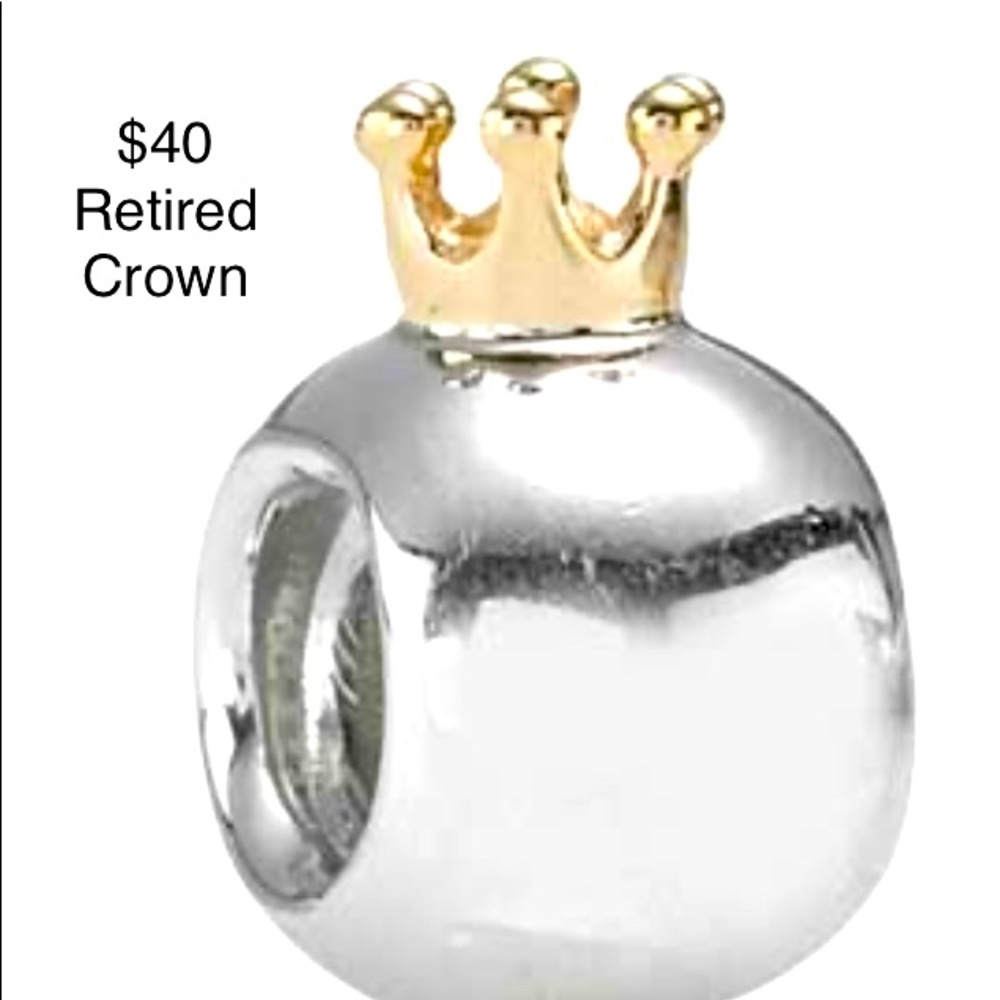 Beautiful Pandora Charm with Gold Crown